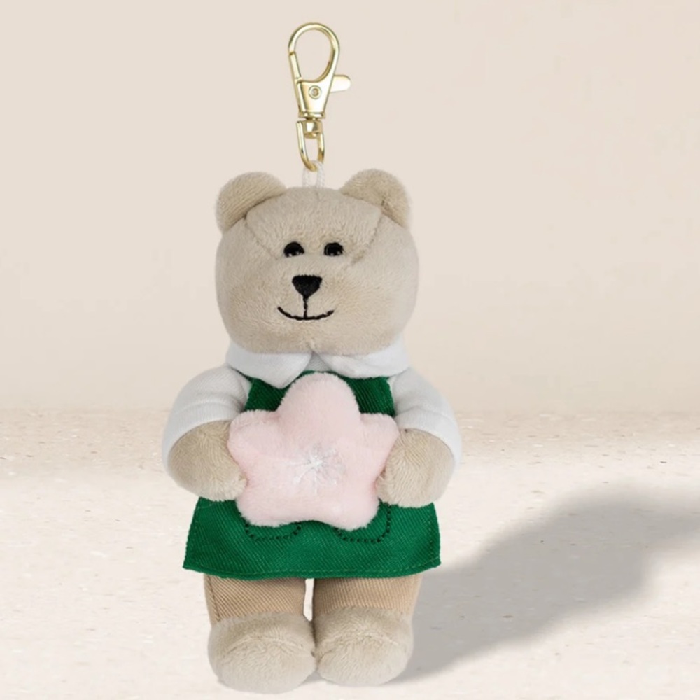 Starbucks 2026 Spring Cherry Blossom Mini Bearista Bear Plush Charm Keychain